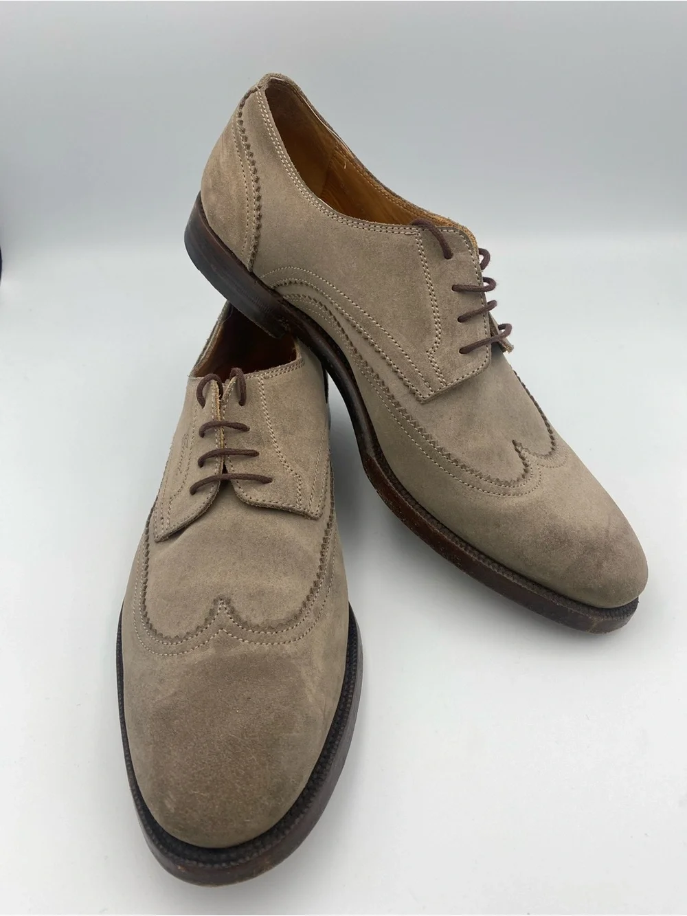 Gucci Taupe Suede Wingtip Derby Shoes